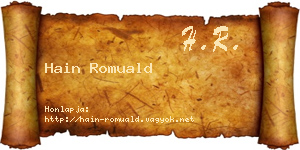 Hain Romuald névjegykártya